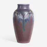 Decorated Mat vase with flowers and leaves by Charles S. Todd for Rookwood Pottery, sold Jun 2023