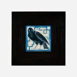 Production trivet with rook and trellis by Rookwood Pottery, 1954, glazed porcelain, sold Jun 2023