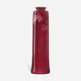Frank Ferrell for Weller Pottery, Rare Red Louwelsa vase with chrysanthemums, c. 1905, glazed earthenware