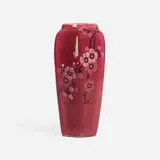 Rare Red Louwelsa hexagonal vase with cherry blossoms by Hester Pillsbury for Weller Pottery, sold Jun 2023