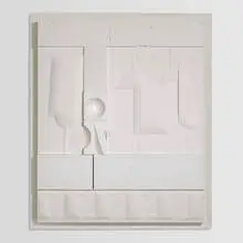 White Relief #1078 by Abe Ajay, 1978, gypsum, fiberglass and polymer, sold Oct 2022