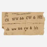 James Castle, J & Z / CH WW, c. 1935, found paper, soot, and spit