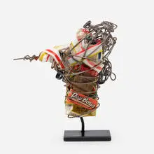 Philadelphia Wireman, Untitled (Pep Boys Matchbook), c. 1970, wire, Pep Boys matchbook, Kent Golden Lights box, plastic straw