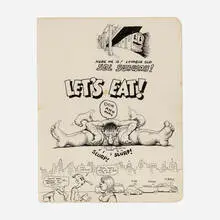 Untitled (Let's Eat) by Robert Crumb, 1966-1970, ink on paper, sold Oct 2022
