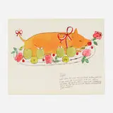 Andy Warhol, Piglet (Wild Raspberries), 1959, lithograph and watercolor on paper