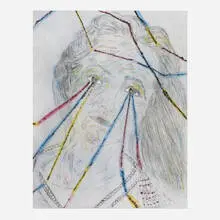 Summer Night by Kiki Smith, 2011, lithograph, glitter, colored pencil, and gold leaf on paper, sold Oct 2022