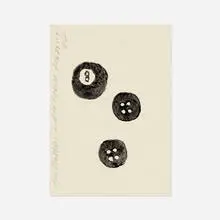 Two Buttons and an Eightball by Donald Sultan, 1997, watercolor on paper, sold Oct 2022