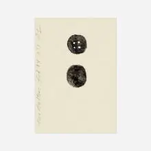 Two Buttons by Donald Sultan, 1997, watercolor on paper, sold Oct 2022
