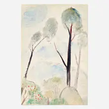 Gershon Benjamin, Trees in the Spring, 1949, watercolor on paper