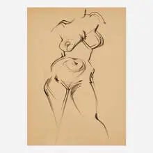 Figure Study by Mercedes Matter, charcoal on paper, sold Oct 2022