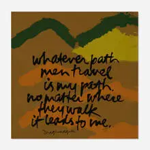 whatever path (from the Four Seasons Suite #3) by Corita Kent, 1978, screenprint in colors, sold Oct 2022