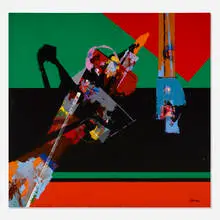 Solar Flight by Sidney Gross, 1966, oil on canvas, sold Oct 2022