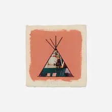 Tee Pee by Jaune Quick–to–See Smith, acrylic, collage, and ink on paper, sold Oct 2022