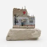 Banksy, Walled Off Hotel Souvenir (Girl With Balloon / There is Always Hope), 2019, hand-painted resin sculpture with West Bank Separation Wall base