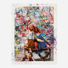 Work Well Together (unique) by Thierry Guetta, 2018, screenprint in colors with hand-painted elements, sold Oct 2022