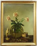 John C. E. Taylor, Still Life of Pink Roses, Oil on canvas
