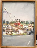 Michael Francis, Old Town Harbor, circa 1972, Oil or acrylic on masonite