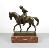 František Anýž, Captive Maiden on Horse, Presented on a marble stand. - Height (including base): 7.25 inches