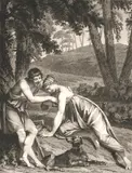 Pierre-Paul Prud'hon, Daphnis et Chloé ou La Cigale, 19th century, Engraving made by Barthelemy Joseph Fulcran Roger (French, 1767
