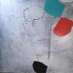 Franck Moeglen, Rythme Vert-Rouge (Green and Red Rythm), 2004, Mixed media on canvas painting