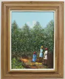 J.B Moricette, Coming Home from the Market, Oil on canvas