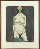 Marek Żuławski, Standing Nude, 1960, Limited edition colored woodcut numbered 30