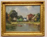 Joseph Henry Boston, A Village Landscape, Oil on artists board; signed lower right