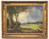 Gustave Wolff, Afternoon View by the Lake, Oil on canvas