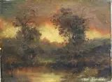 Ralph Albert Blakelock, Late Afternoon Landscape, Oil on canvas