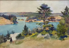 Frank Weston Benson, Landscape, Watercolor on paper signed lower left
