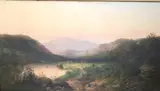 Scottish School, A Landscape with a fishing boat, Oil on canvas