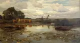 William Sidney Cooper, Landscape with Cows and Stream with Lily Pads, 1889, Oil on canvas