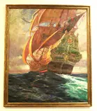 A Galleon by Continental School, 1927, Oil on canvas, sold Sep 2023