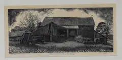 Grace Albee, Pennsylvania Barn Buildings, 1945, Pencil titled, dated and signed at base