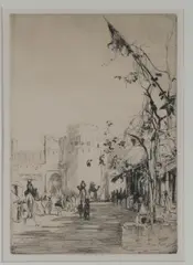 Ernest Stephen Lumsden, A Jodhpur Gate, 1913, Etching, printed in brownish ink