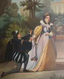 Delivering a Love Letter by Continental School, 1873, Oil on canvas, sold Sep 2023