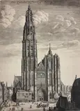 Wenceslaus Hollar, The Cathedral Church of Antwerp (Prospectvs Tvrris Ecclesiæ Cathedralis), circa 1649, Etching