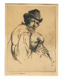Arthur William Heintzelman, A Bag Piper, Pencil signed at base