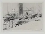 Cadwallader Lincoln Washburn, Italian Harbor, engraving, Pencil signed