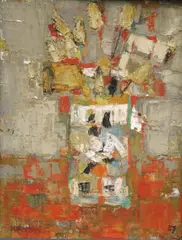 Jean-Jacques Morvan, Le Bouquet Aux Pipes, 1957, Oil on a canvas-board