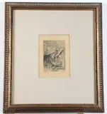 Le Chapeau Epingle (Pinning the Hat), early 20th century by Pierre-Auguste Renoir, Etching of Julie Manet (Berthe Morisot's daughter and Edouard Manet's niece) and her cousin Jeanne, sold Sep 2023