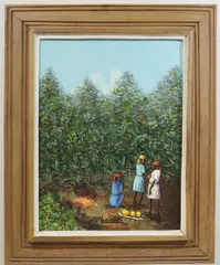 J.B Moricette, Coming Home from the Market, Oil on canvas