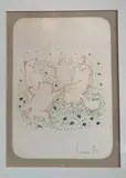 Léonor Fini, Cats, Pencil signed lower right hand corner