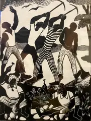 Albert Huie, Road Mending, 1977, Ink titled, dedicated, signed and dated at base