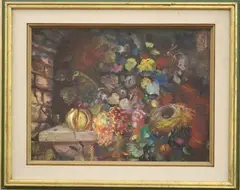Emil Sochacki, Still life with Bird Nest, Oil on board