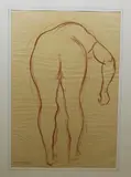 August Henry Nordhausen, Bending Nude, Pencil signed lower right hand corner