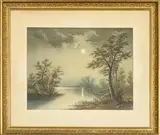 American School, Late Afternoon Landscape, Coloured engraving