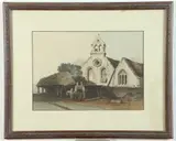 English School, The Old Church, Colored woodcut