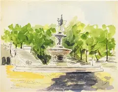 R. Dodge, Prospect Park, 1962, Ink signed, titled and dated ("7/15/62") lower right hand corner