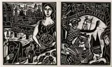 American School, Two Limited Edition Woodcuts, Each one pencil signed "RUSSO" lower right hand corner